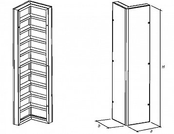Щит угловой внутренний 0,45х0,45х3,0м